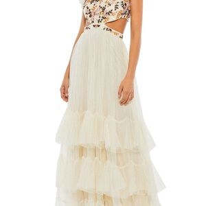 Mac Duggal Floral Cutout Maxi Dress